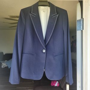 Tahari New Blazer Single Button Lined Navy Blue size 6